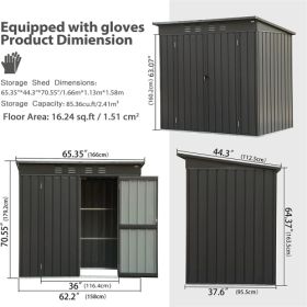 Backyard Storage Shed With Sloping Roof Galvanized Steel Frame Outdoor Garden Shed Metal Utility Tool Storage Room With Latches And Lockable Door For
