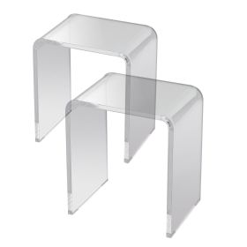VEVOR Acrylic End Table, 2 pcs C-Shaped Lucite Side Tables, Clear Acrylic Side Table for Drink, Food, Snack used in Living Room, Bedroom, and Stu
