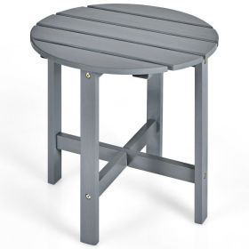 18 Inch Patio Round Side Wooden Slat End Coffee Table for Garden