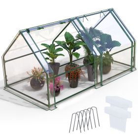 1Pc Portable Mini Greenhouse 70.86x33.46x37.4in With Roll-Up Zipper Doors Waterproof UV-Resistant PVC Cover Hot House For Indoor Outdoor Garden Patio