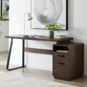Home Office Computer Desk With Drawers Hanging Letter-size Files, 65 Inch Writing Study Table With Drawers (Color: Brown)