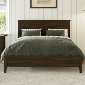 Modern Solid Wood Full Size Platform Bed With Sturdy Wooden Slats Support,No Box Spring Needed, Espresso (Option: Espresso)