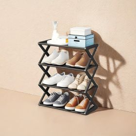 4-layer X Shoe Rack, Home Storage Supplies, High-quality Multi-layer Storage Rack, Shoe Rack At The Entrance Of The Living Room And Bedroom (Color: Black)