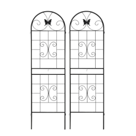 Metal Garden Trellis, 2 Pack Metal Trellis For Climbing Plants, Indoor Outdoor Plant Trellis For Potted Plants, House Plants, Climbing Vines, Flowers (Color: Black)