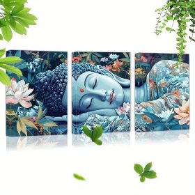 Mentally Compassionate Buddha 3pcs Framed Canvas Wall Art Set - Ready To Hang, Perfect For Living Room, Bedroom, Or Office Decor (Option: 12X18inch30X45cm)