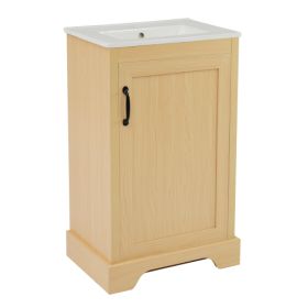 20  Bathroom Vanity With Sink, Bathroom Cabinet With Soft Closing Door, Storage Rack And Adjustable Shelve, Natural Wood (Option: Wood)