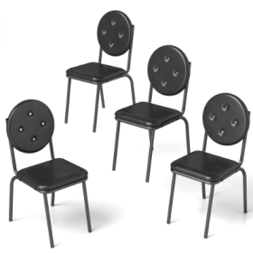 4-piece Bar Stools, Faux Leather Dining Chairs With Waterproof Surface And Metal Legs, Easy To Assemble, Suitable For Kitchen, Dining Room And Li (Color: Black)