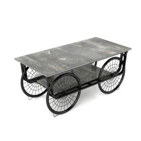 Modern Style Coffee Table Rectangle Coffee Table End Side Table Retro Design Coffee (Color: Black)