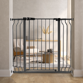 Only Supports Self Pickup Extra Wide Baby Gate, Safety Dog Gate For Stairs, Easy Walk-through Self-closing Pet Gate For Houses, Doorways, White-g (Color: Grey)
